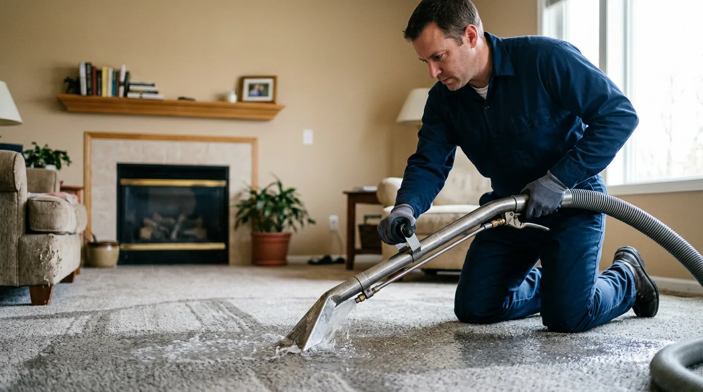 Water damage restoration technician working near Rivesville, WV